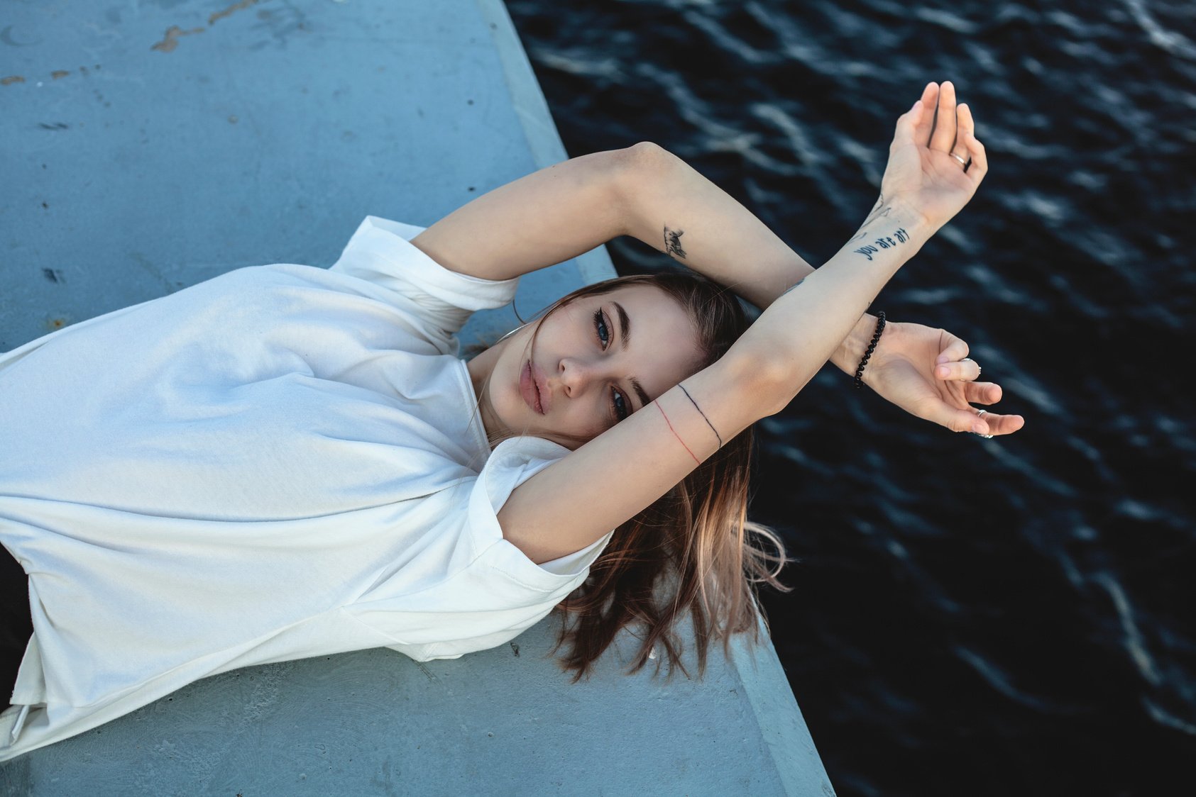 Woman in White T-shirt